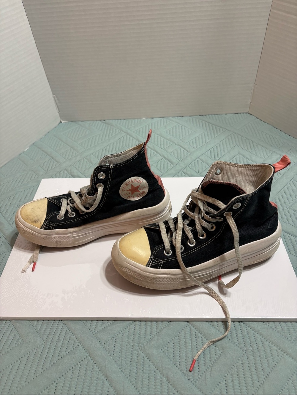 Converse All Star Chuck Taylor High Top Platform Black White Pink Big Kids US 5